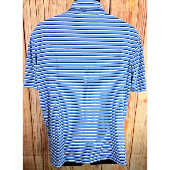 Polo Ralph Lauren Men's Blue Striped Polo Large Golf Polo Tennis - Picture 2 of 7